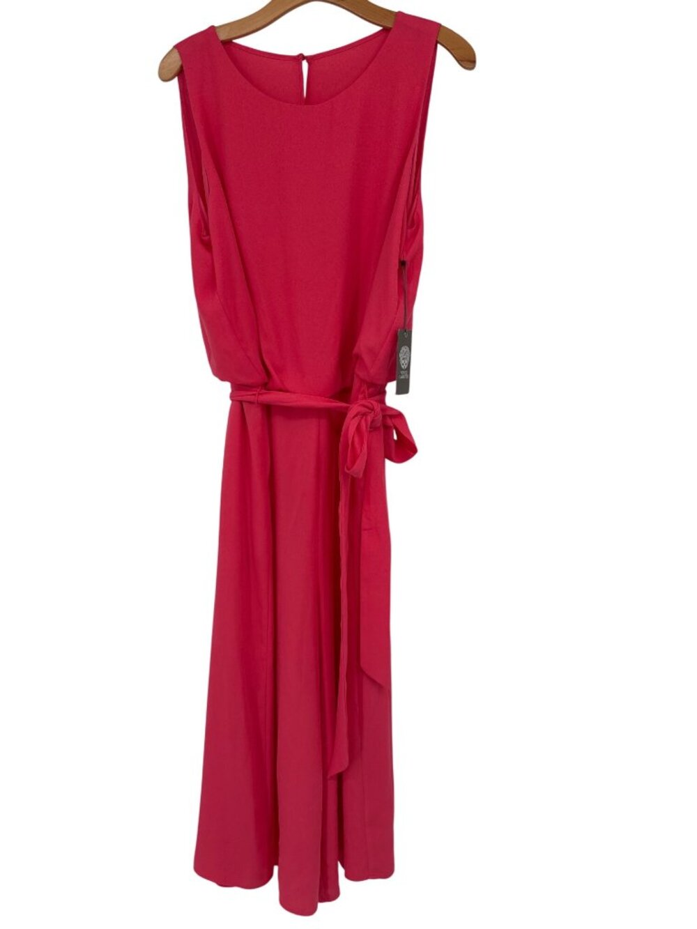 Vince Camuto sz 16 Sleeveless romper wide leg crop Tie Waist Coral new $149